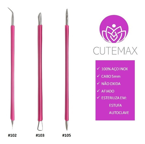 Cutemax Manicure C/3 Pedicuro Palito Espátula Desencravador