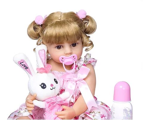 Boneca Bebê Reborn Menina Realista 100% Silicone 55cm Cor: ; Tamanho: 55;