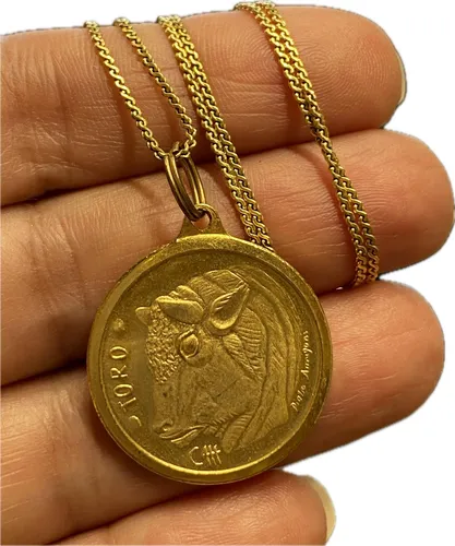 comprar Luli Cadena Medalla Enchapado Oro Zodiaco Horoscopo Tauro
