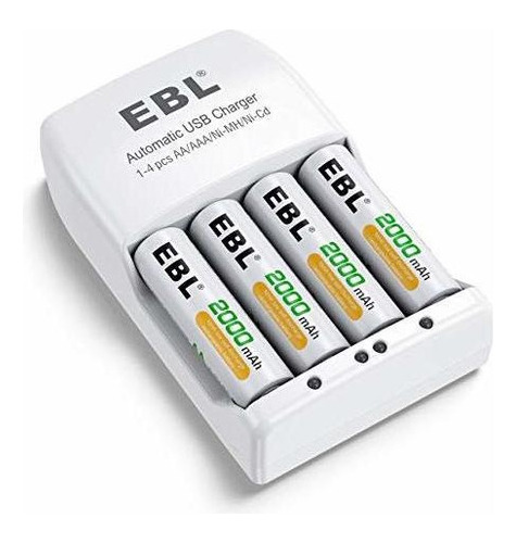 Ebl Baterias Recargables Aa 2000 Mah (paquete De 4) Y Cargad