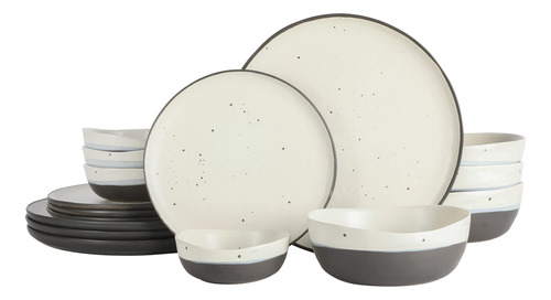 Vajilla Gibson Elite Rhinebeck 16 Piezas Blanca Y Negra