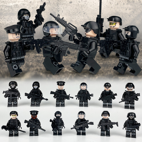 Figurita De Soldado De Combate Aéreo, Terrestre Y Marítimo Color Negro