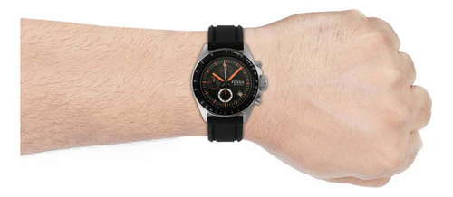 Relógio Fossil Masculino Fossil - Ch2647/2k Correia Preto Bisel Prata Fundo Preto
