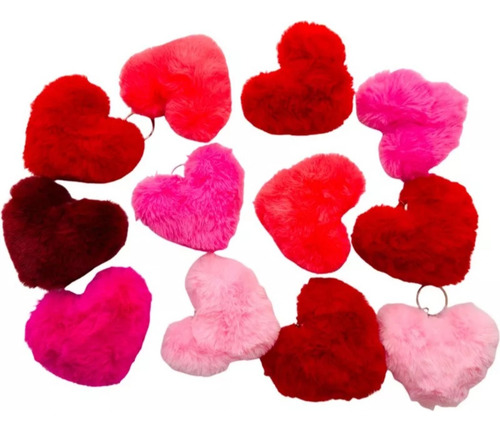 12 Llaveros Pompon Corazón San Valentin Amor Y Amistad 14 F