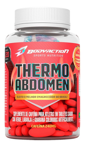 Suplemento Bodyaction  Thermo Abdomen Cafeína 240mg em pote 120 comprimidos