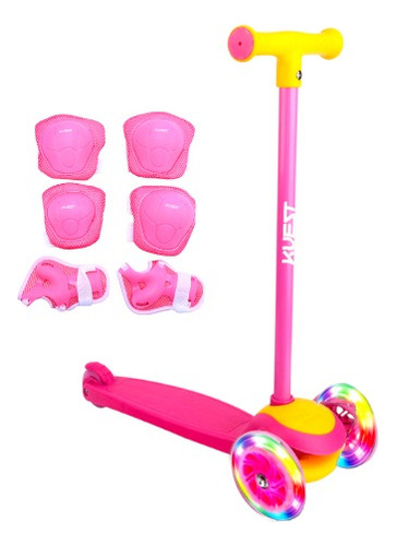 Monopatin Infantil 3 Ruedas Con Luces + Protecciones Regalo