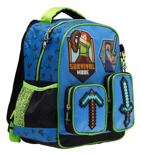 Mochila Kinder Infantil Microsoft Minecraft 11 L Azul Estampado