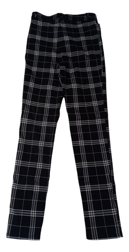 Pantalon Elastizado Forever 21 Negro Estampado Cuadros (Usado)