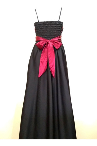 Vestido Largo De Fiesta, De Seda Y Satén Talle 1 Y 2