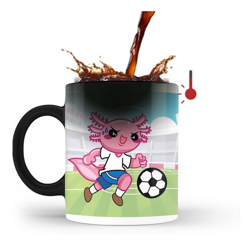 Taza Magica 11oz Ajolote Kawaii Futbolista