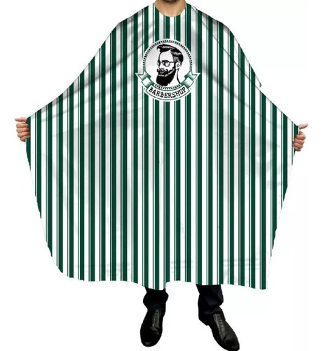 Capa Corte Peluquería / Barberia Diseño Rayas Verde / Blanco
