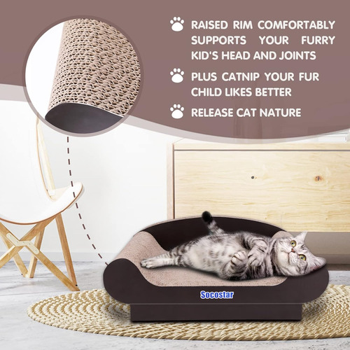 Cama Para Gatos - Rascador De Cartón - Cama Plegable...