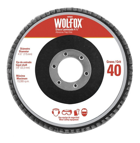 Disco Laminado 4 1/2  Grano 40 Wolfox Wf0635