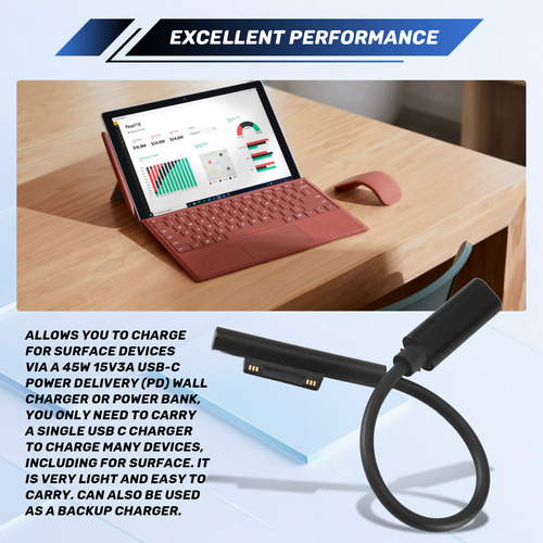 Cable De Carga Para Surface Connect To Usb-c Compatible Con