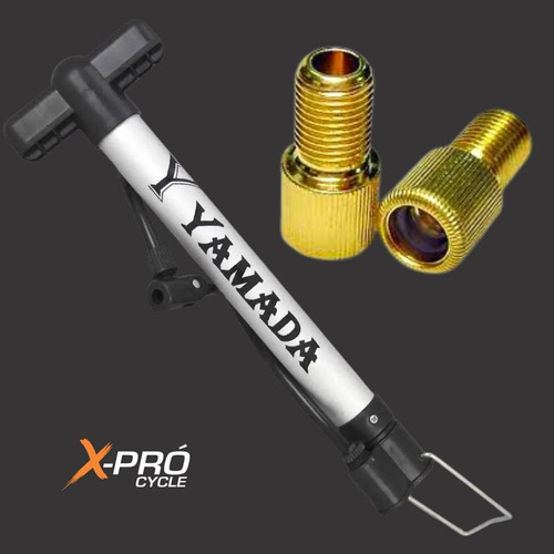 Bomba De Ar Enche Pneu Bike + 2 Bico Adaptadores De Valvula