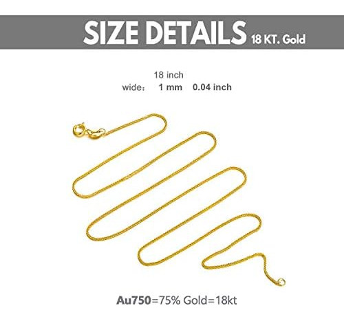 Sisgem Collar De Cadena De Oro Macizo De 18 Quilates Para De