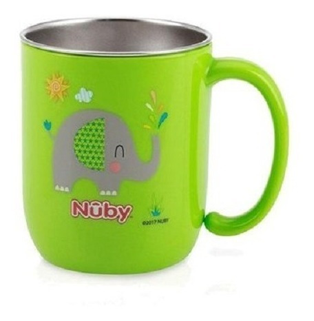Imagen 1 de 4 de Vaso Taza Bebé Interior Acero Inoxidable Tapa De Viaje Nuby