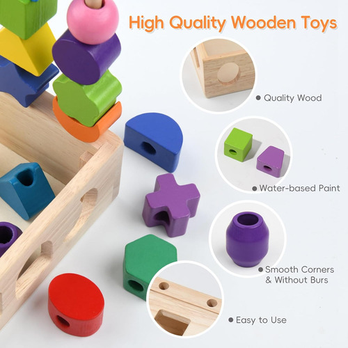 Juguetes Apilables De Clasificación De Colores De Madera 3 E
