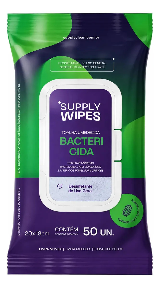 Toalha Umedecida Bactericida Higienização Supply Wipes