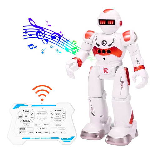 Robot Musical Juguete Radio Control Remoto Recargable Auto Color Rojo Personaje Rocket