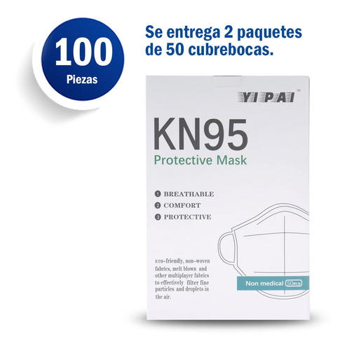 Imagen 8 de 10 de Cubrebocas Kn95 Certificado Mascarilla Tapaboca 100 Piezas