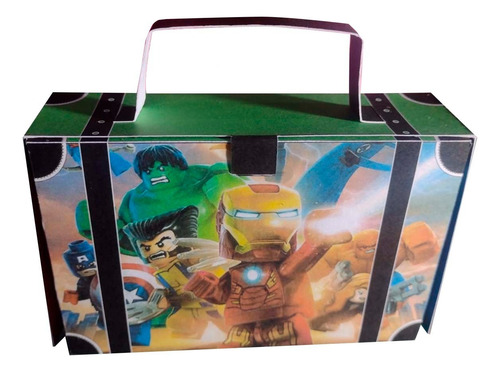 20 Souvenir Infantil Valija Lego Avengers Para Armar!
