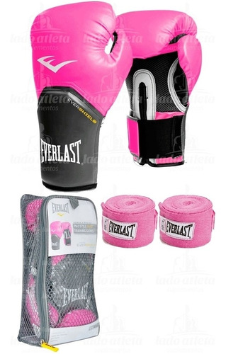 Kit Boxe Muay Thai Luva Pro Style + Bandagem Rosa - Everlast