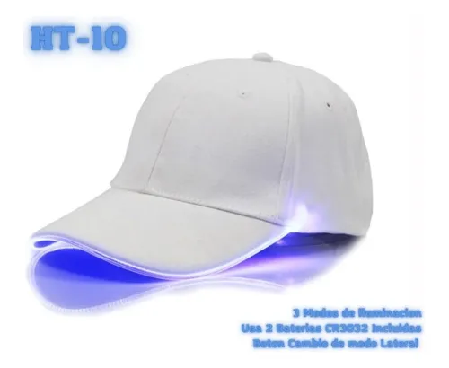 Gorra Led Blanca Luz Led Rojo