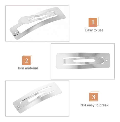 100 Unidades Horquilla Rectangular De Metal Snap Barrette