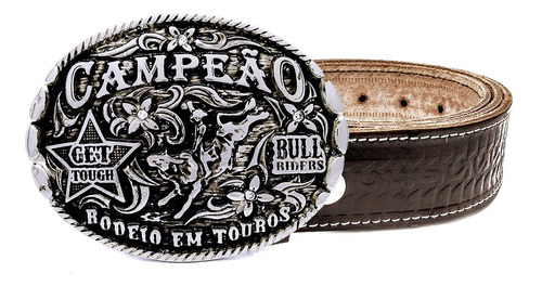 Cinto Masculino De Couro Fivela Country Cowboy Campeão Luxo