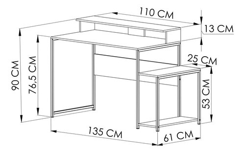 Mesa Gamer Escrivaninha Quarto 3 Prateleiras Cinza Vermelho