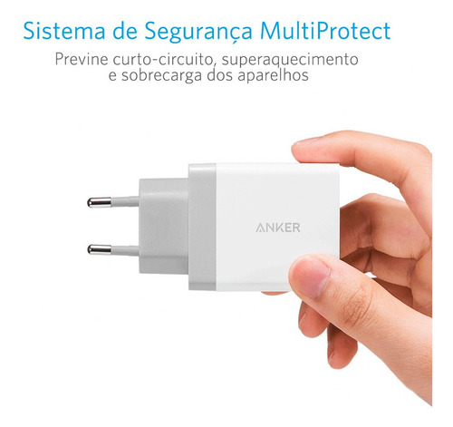 Imagem 2 de 5 de Carregador Parede 24w Anker Powerport 2x Usb Power Iq 2.0 Br