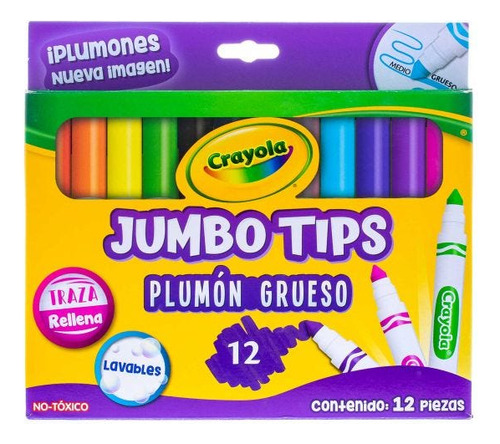 5 Pzas Estuche Plumones Crayola C/12 580808 Gruesos Lavables