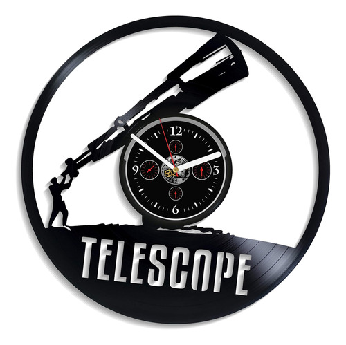 Handmadecorp Reloj De Pared Con Telescopio, Disco De Vinilo 