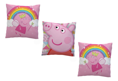 3 Almohadones 30x30 Peppa Pig Hadita Hada