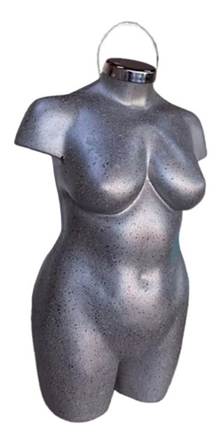 Imagen 3 de 4 de Maniquí Dama Mujer 3/4 Talla Extra Grande Fibra Vidrio Plata