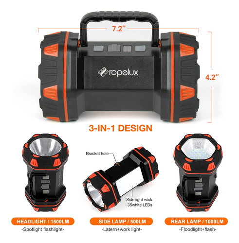 Linterna Led De Camping Recargable, Luces De Camping De 1500