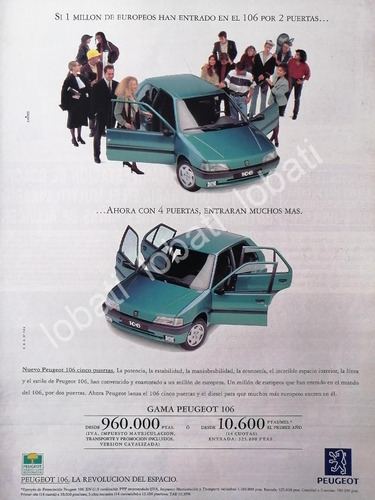 Cartel Retro Publicidad Retro De Autos Peugeot 106 1993 /873