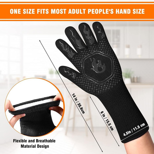 Guantes Resistentes Al Calor 800 °c Silicona Algodon 1 Par