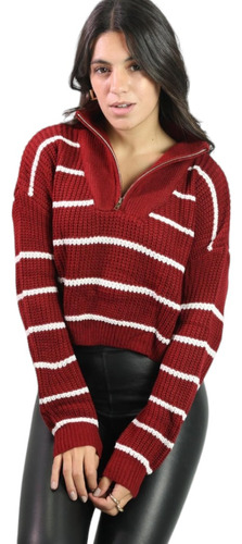 Sweater Buzo Tejido Abrigo Con Cierre Mujer