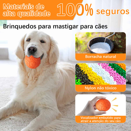 Bola de Futebol Pequena com Som para Cachorro Momovida Dt-15 Laranja