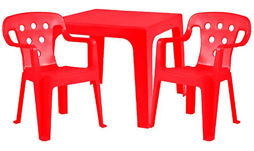 Jogo Mesinha E 2 Cadeiras Poltrona Infantil Vermelha Mor