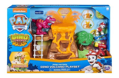 Paw Patrol Playset Volcán Con Dinosaurio Marshall Bombero