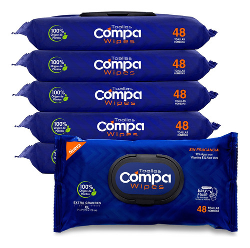 Compa Wipes CWA02FR toallitas húmedas adulto desechables en inodoro 288 piezas