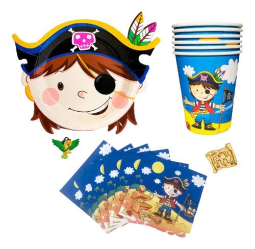 Party Store - Kit-combo Platos Vasos Servilletas - Pirata