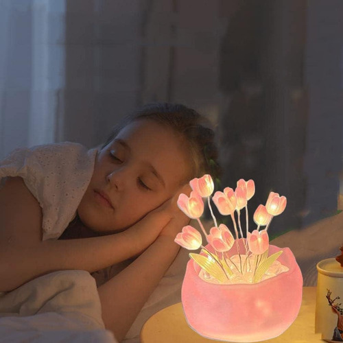Tulipanes Lampara Para Interiores Luces Led Decorativas Estructura Rosa