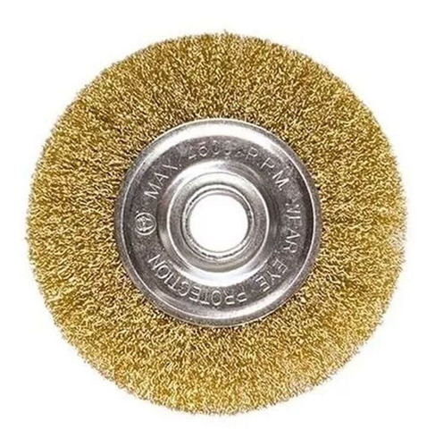 Escova De Aço Circular 100mm X 12 X 22mm Rpm 4.500 Cor Dourado