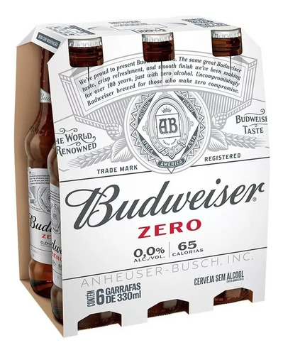Cerveja Zero Budweiser Long Neck 330ml Pack C/6