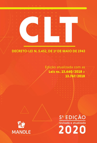 Clt, De Ia Jurídica Da A Manole. Editora Manole, Capa Dura Em Português