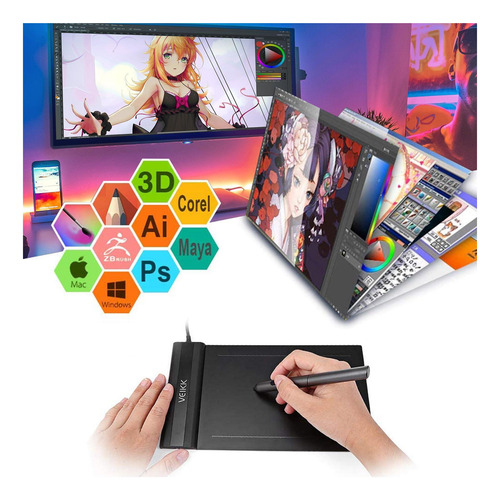 Tableta De Dibujo Gráficos Veikk S640 Tableta Osu Portátil Y
